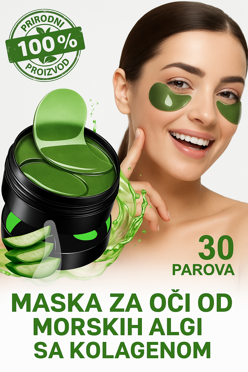 🌿 Kolagen Maska za Oči od Morskih Algi – Za Oči Bez Tamnih Podočnjaka, Svež i Odmoran Izgled!